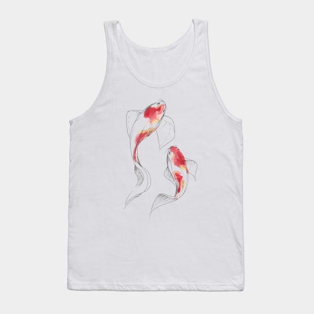 Watercolor Koi Fish Tank Top by MagdalenaIllustration